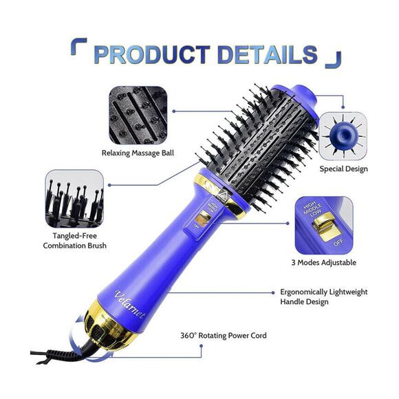 Hair Dryer Brush,  Blow Dryer Brush with Anion,4 in 1 One-Step Hair (Round head) - Picture 3 of 12